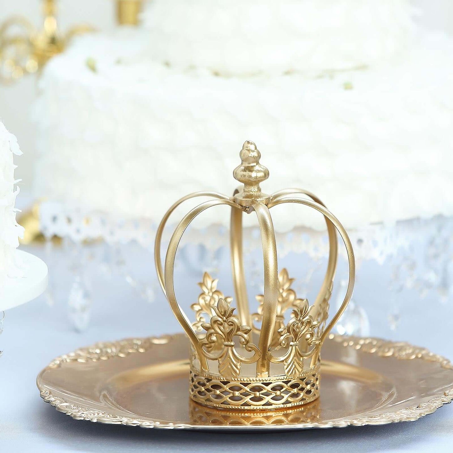 Metal Royal Crown Cake Topper Gold for Glamorous Events & Special Occasions 8" - Linen Luxes
