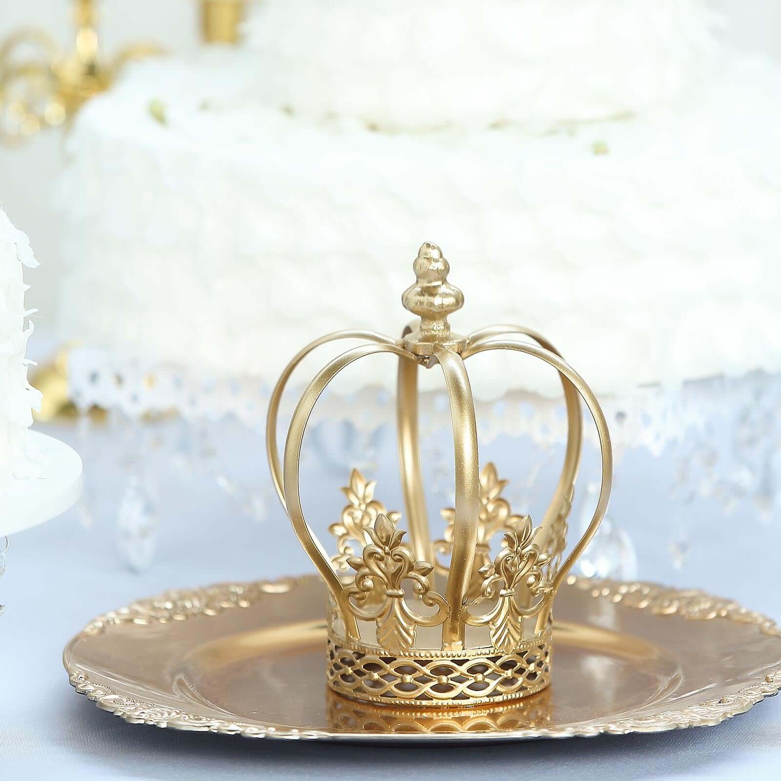 Metal Royal Crown Cake Topper Gold for Glamorous Events & Special Occasions 8" - Linen Luxes