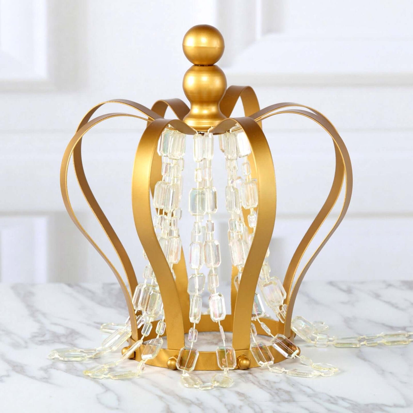 Metal Royal Crown Cake Topper Gold - Sophisticated Wedding Cake Centerpiece Decor for Themed Events 9" - Linen Luxes