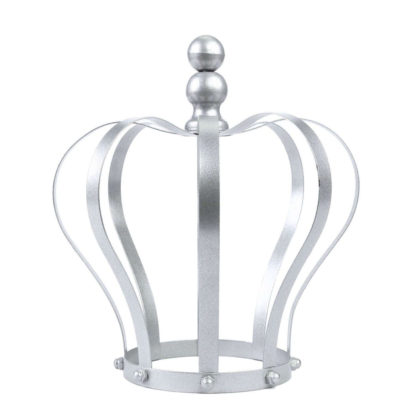 Metal Royal Crown Cake Topper Silver - Sophisticated Wedding Cake Centerpiece Decor for Themed Events 9" - Linen Luxes