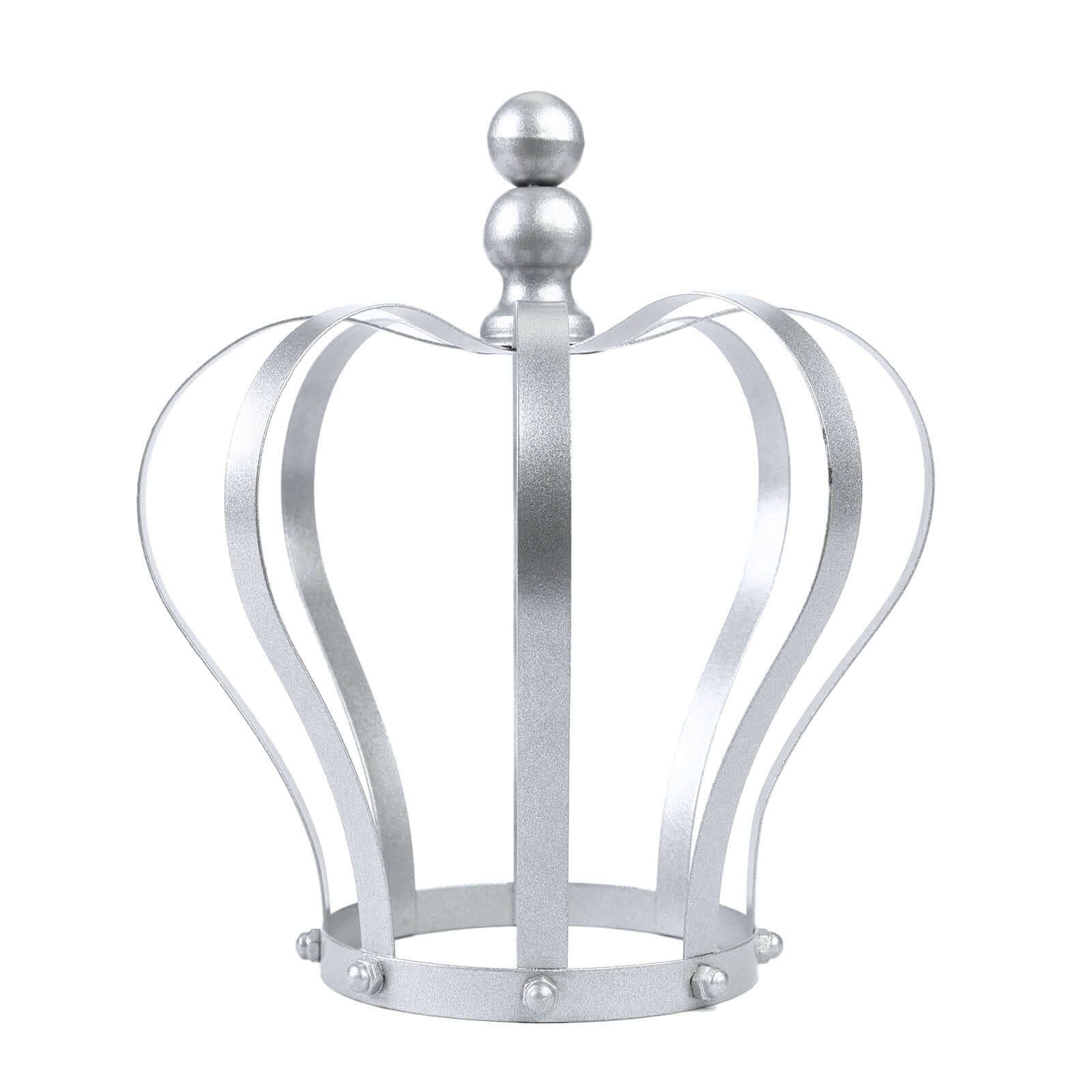 Metal Royal Crown Cake Topper Silver - Sophisticated Wedding Cake Centerpiece Decor for Themed Events 9" - Linen Luxes