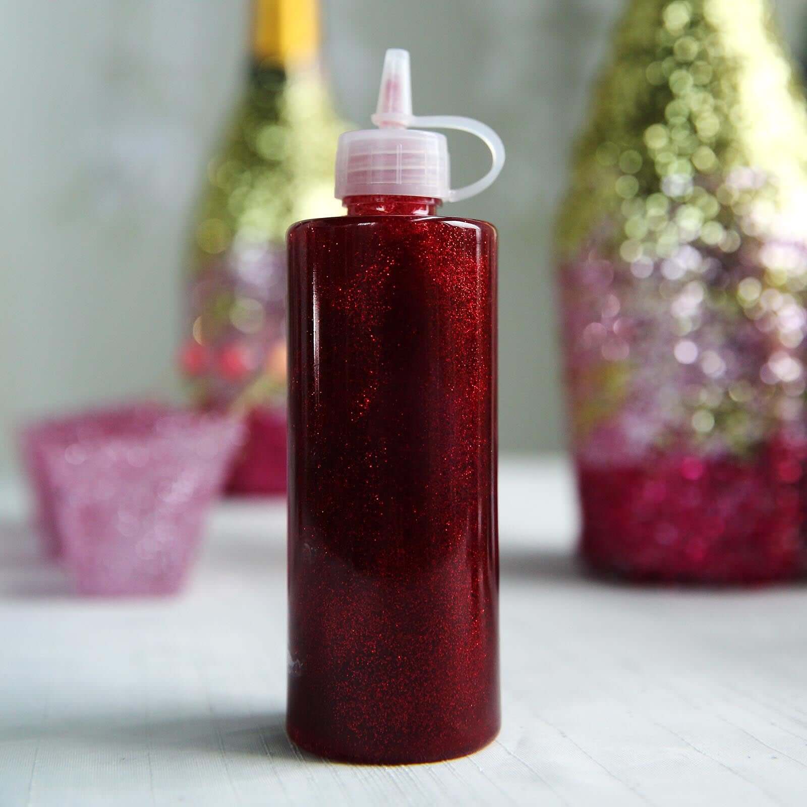 Metallic Glitter Glue Burgundy - Washable Nontoxic Art Glue for Fun DIY Projects Scrapbooking & Party Decor 4 oz Bottle - Linen Luxes