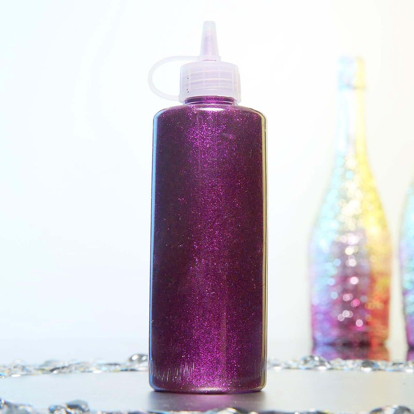 Metallic Glitter Glue Purple - Washable Nontoxic Art Glue for Fun DIY Projects Scrapbooking & Party Decor 4 oz Bottle - Linen Luxes