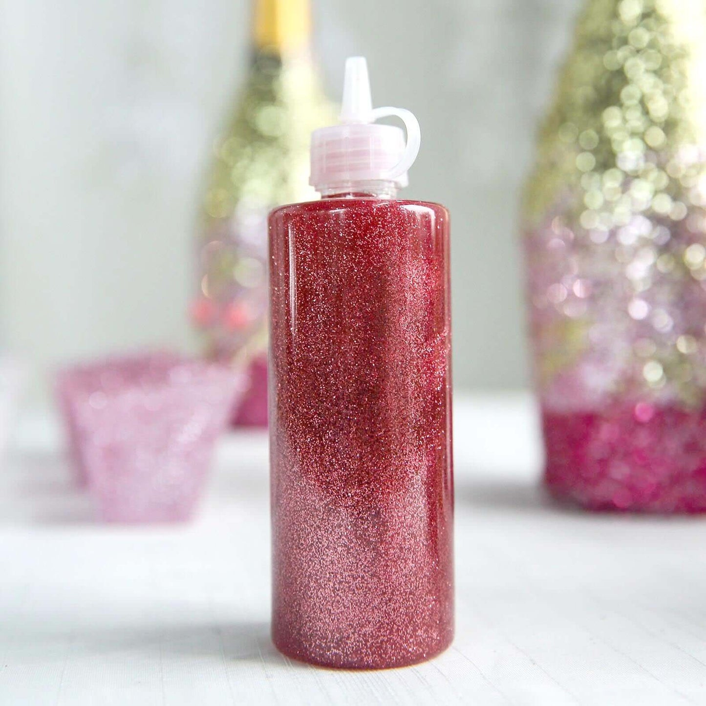 Metallic Glitter Glue Rose Gold - Washable Nontoxic Art Glue for Fun DIY Projects Scrapbooking & Party Decor 4 oz Bottle - Linen Luxes