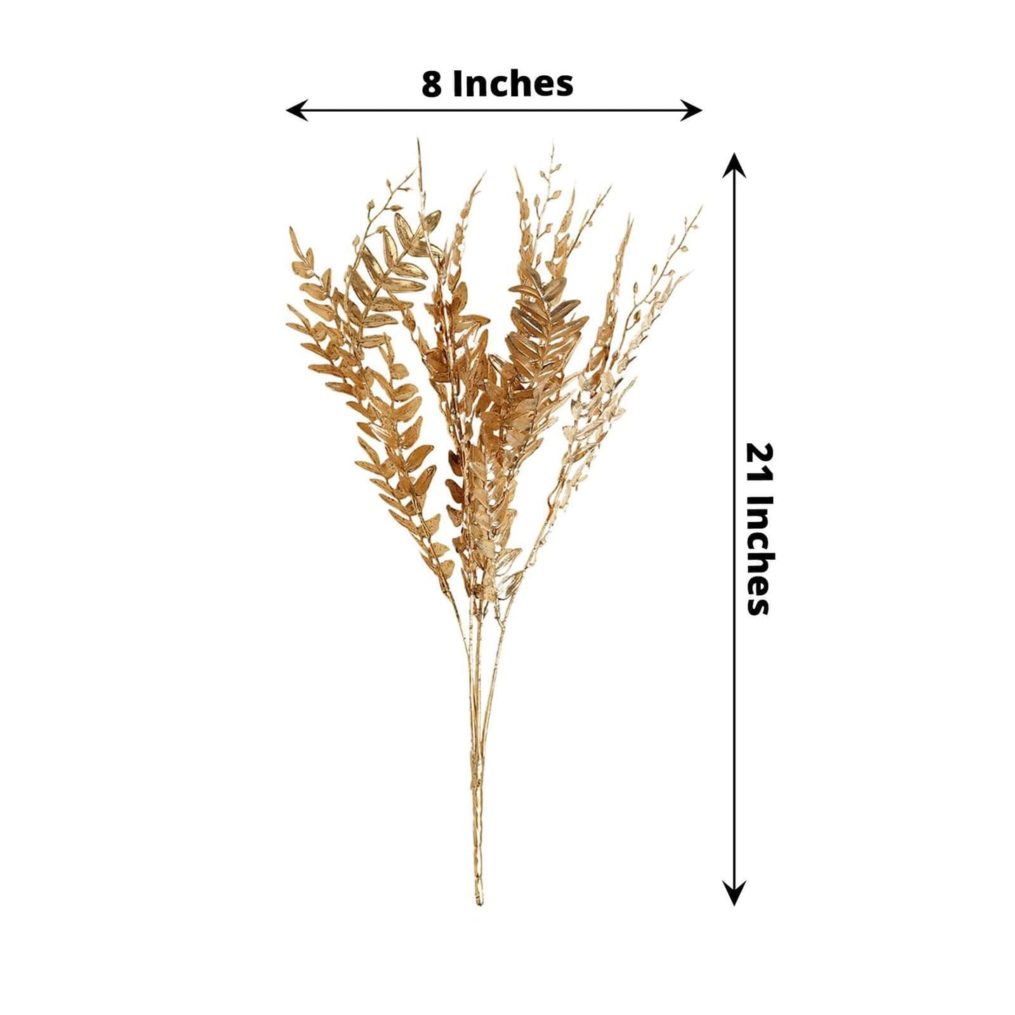 2-Pack Artificial Fern Leaf Branches Metallic Gold - Faux Decorative Bouquets for Glamorous Centerpiece Backdrop & Floral Decor 21"