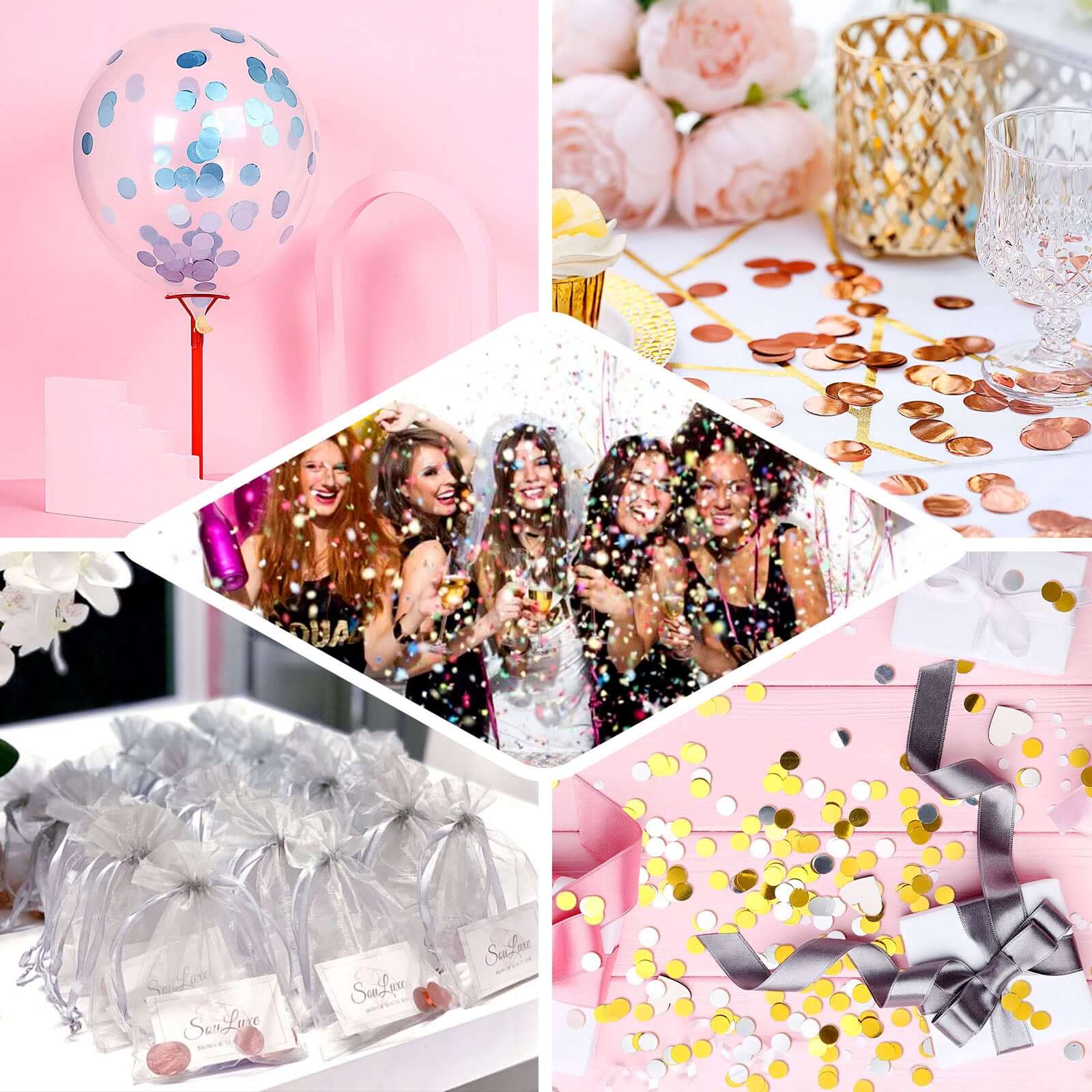 Metallic Round Party Confetti 18G Bag Dusty Blue Foil, Balloon Table Confetti Glitter Dots for Festive Weddings Baby Bridal Showers & Events - Linen Luxes