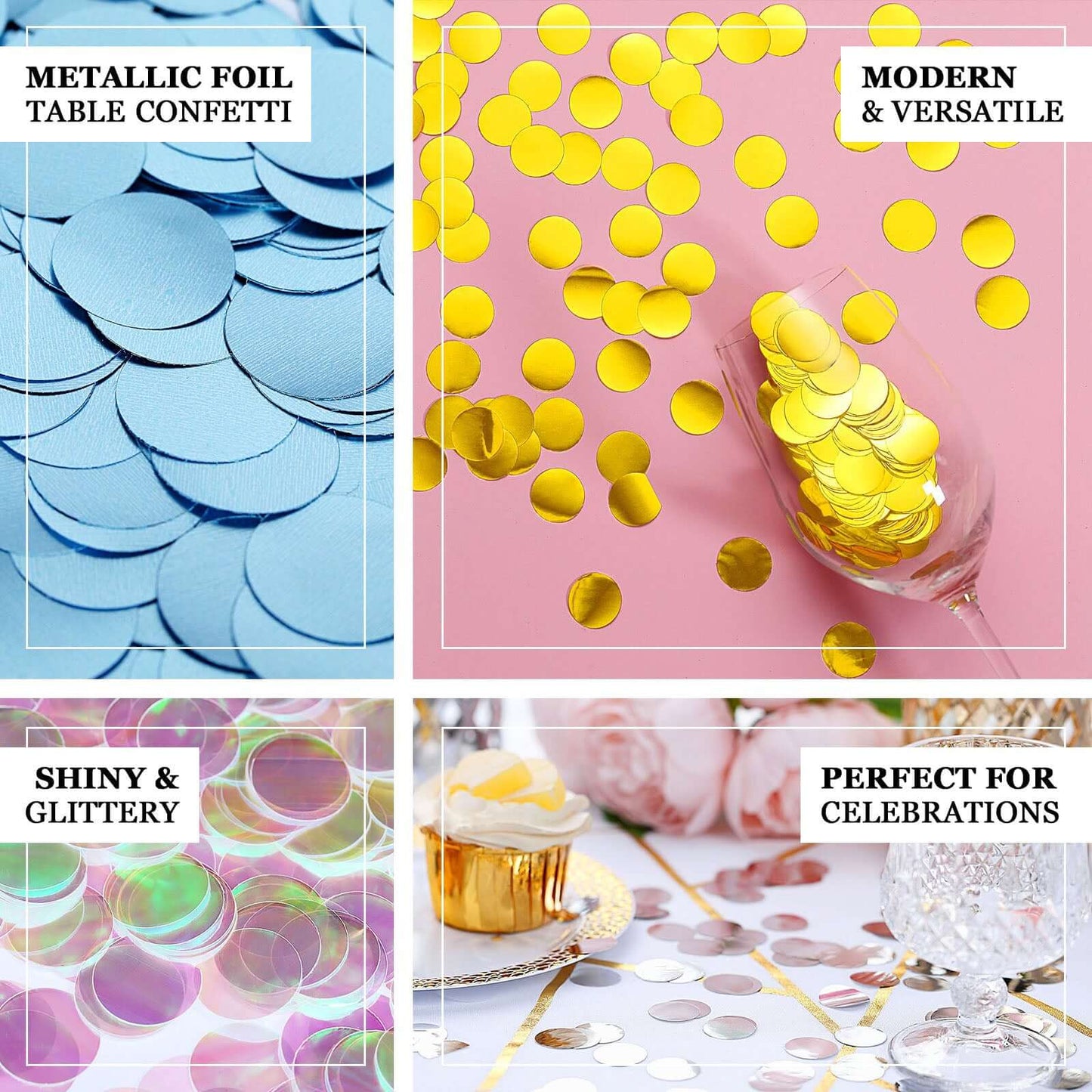 Metallic Round Party Confetti 18G Bag Dusty Blue Foil, Balloon Table Confetti Glitter Dots for Festive Weddings Baby Bridal Showers & Events - Linen Luxes