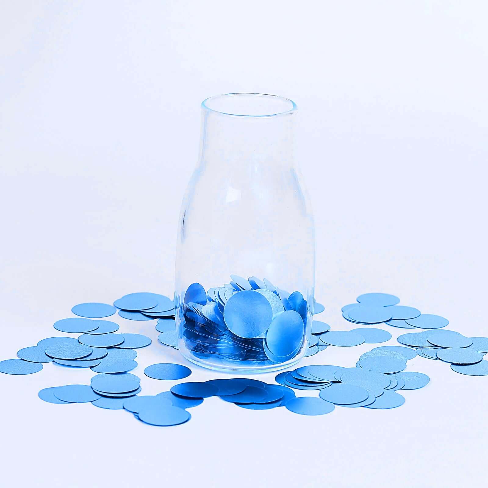 Metallic Round Party Confetti 18G Bag Dusty Blue Foil, Balloon Table Confetti Glitter Dots for Festive Weddings Baby Bridal Showers & Events - Linen Luxes