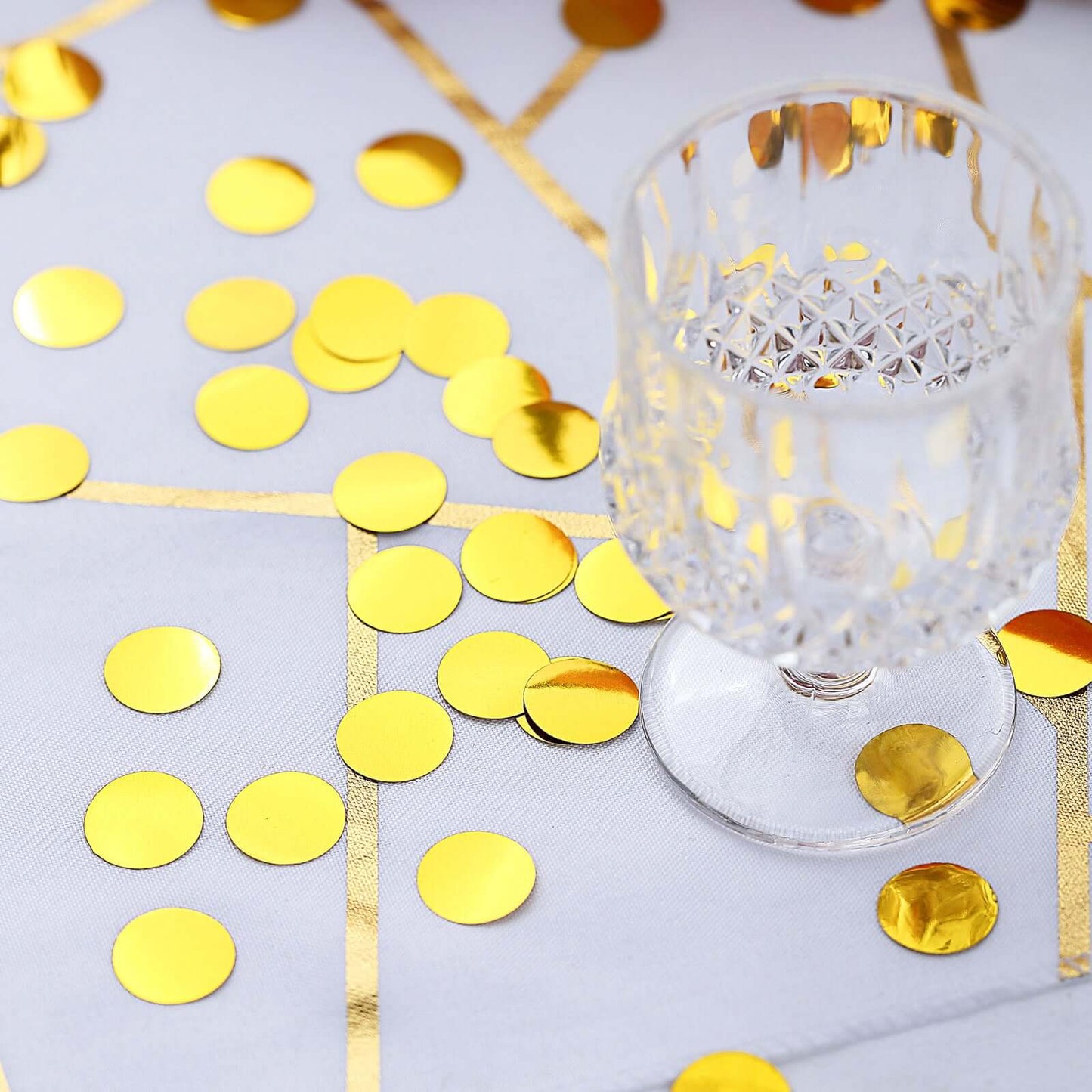 Metallic Round Party Confetti 18G Bag Gold Foil, Balloon Table Confetti Glitter Dots for Festive Weddings Baby Bridal Showers & Events - Linen Luxes