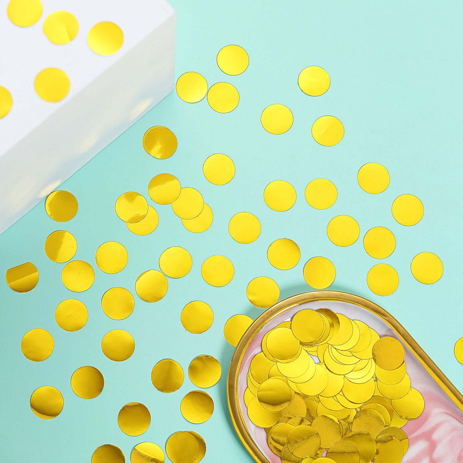 Metallic Round Party Confetti 18G Bag Gold Foil, Balloon Table Confetti Glitter Dots for Festive Weddings Baby Bridal Showers & Events - Linen Luxes