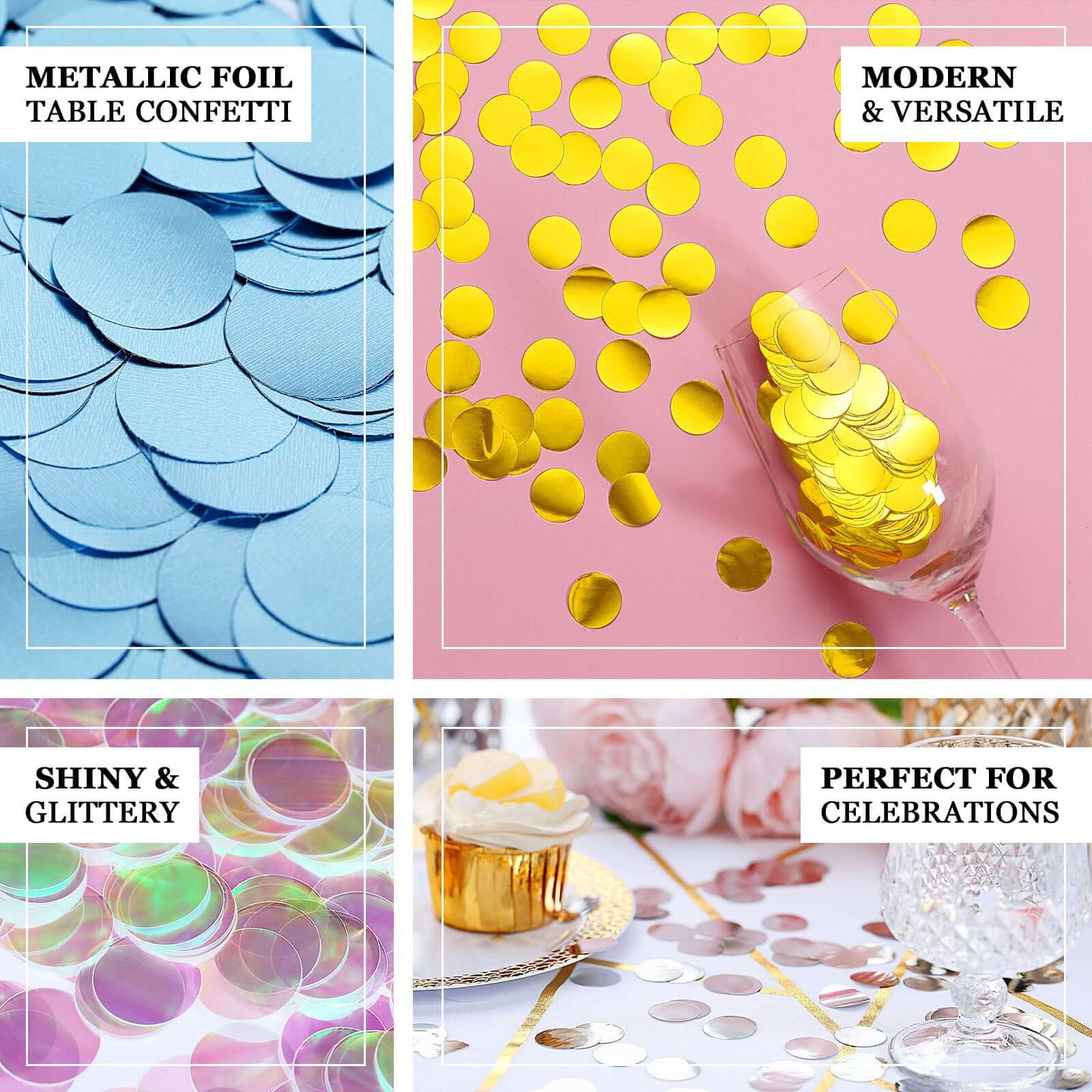 Metallic Round Party Confetti 18G Bag Iridescent Foil, Balloon Table Confetti Glitter Dots for Festive Weddings Baby Bridal Showers & Events - Linen Luxes