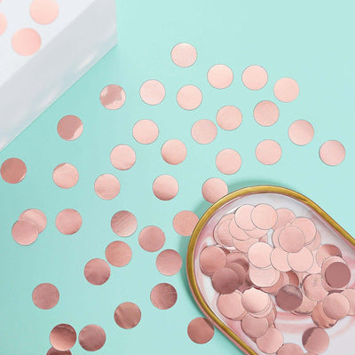 Metallic Round Party Confetti 18G Bag Rose Gold Foil, Balloon Table Confetti Glitter Dots for Festive Weddings Baby Bridal Showers & Events - Linen Luxes