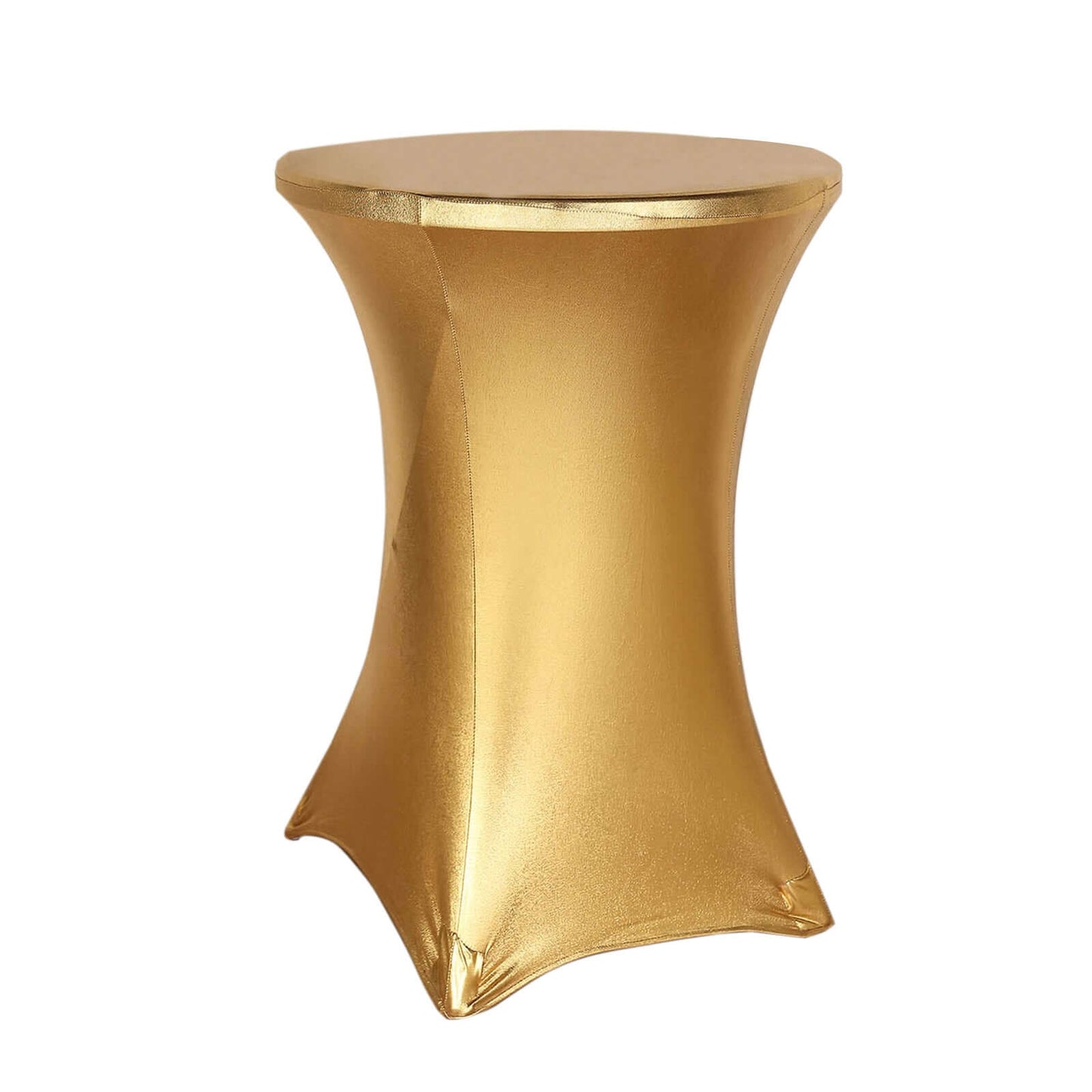 Metallic Spandex 30" Fitted Round Cocktail Table Cover Gold Highboy Tablecloth - Stretch Fit & Water-Resistant for Stylish Decor