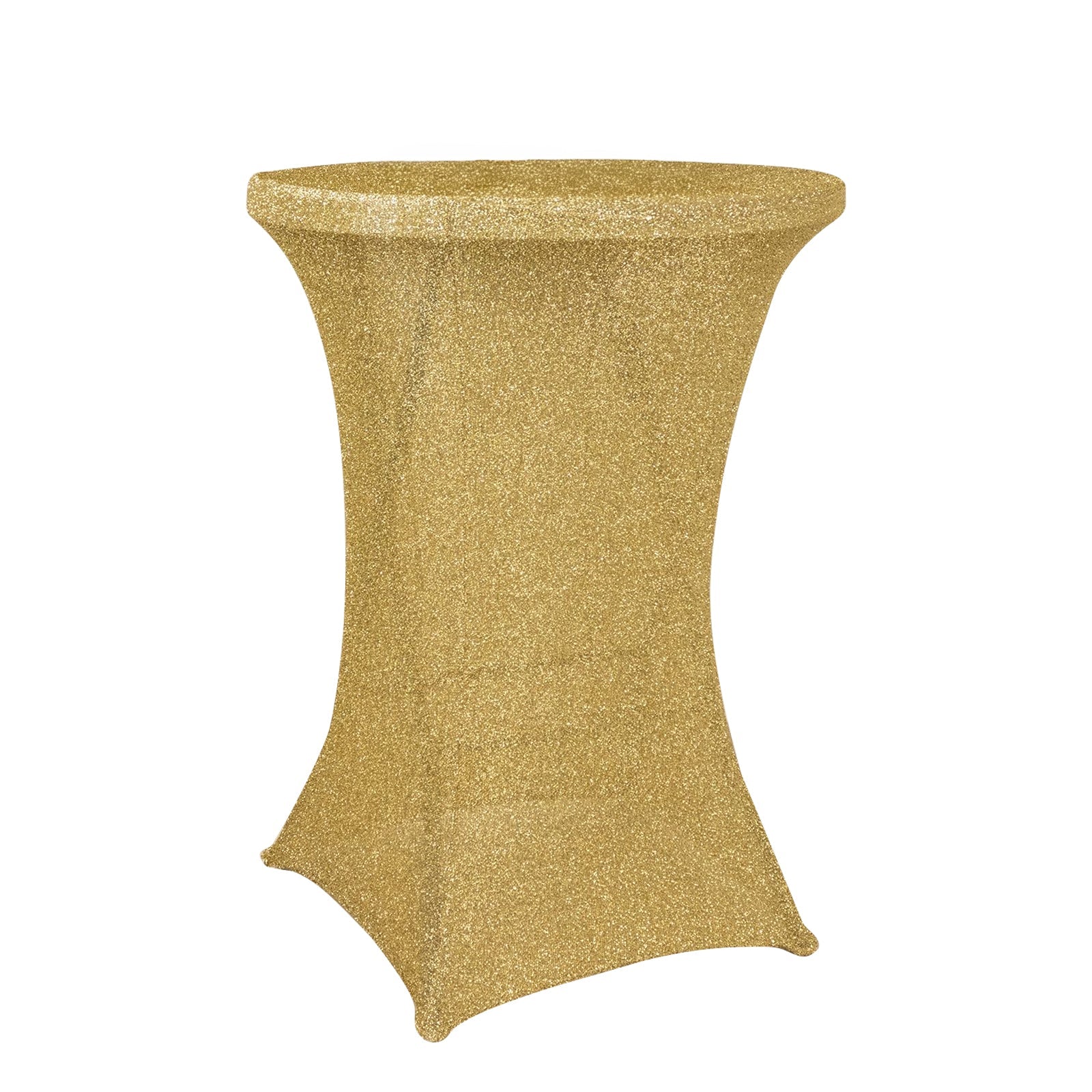Metallic Spandex 36" Fitted Glitter Round Cocktail Table Cover Champagne - Stretch Fit for High Top Tables - Linen Luxes
