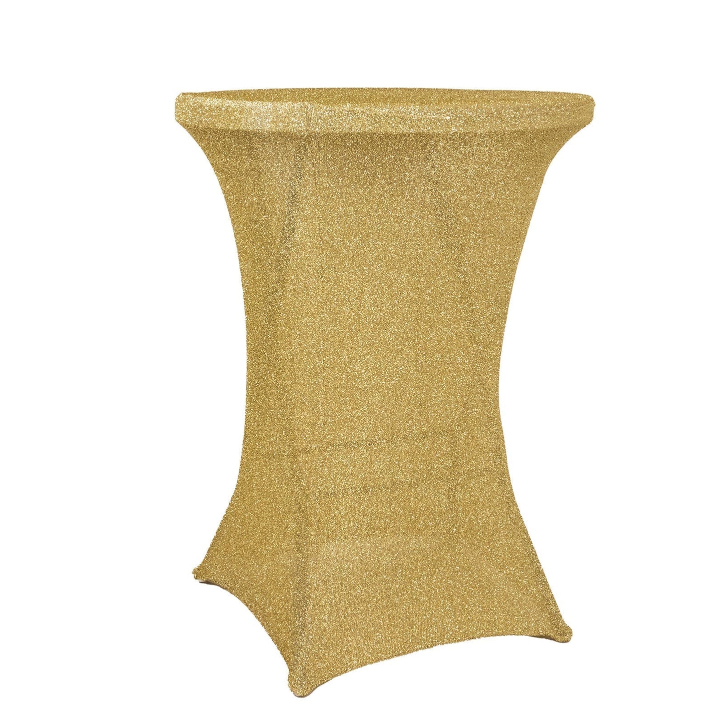 Metallic Spandex 36" Fitted Glitter Round Cocktail Table Cover Champagne - Stretch Fit for High Top Tables - Linen Luxes