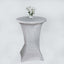 Metallic Spandex 36" Fitted Glitter Round Cocktail Table Cover Silver - Stretch Fit for High Top Tables - Linen Luxes