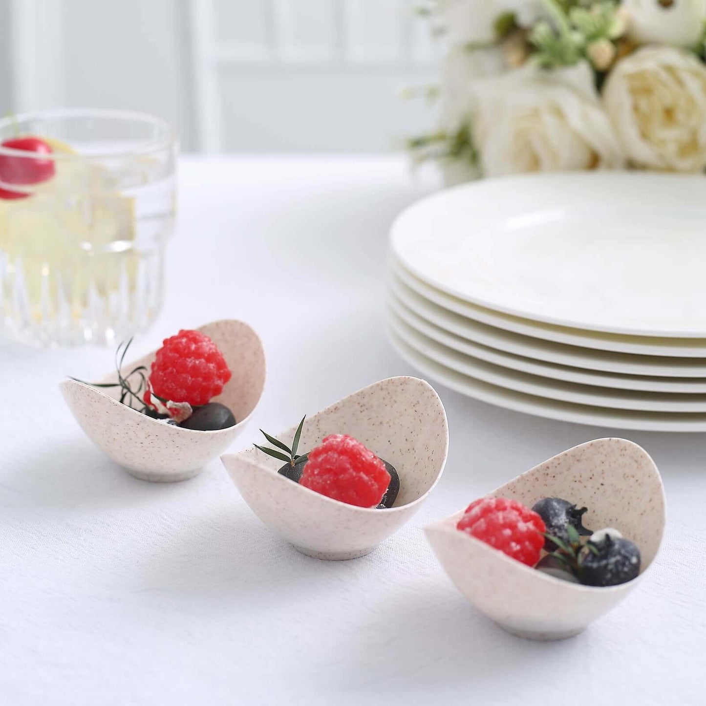 24-Pack Mini Wheat Straw Fiber Dessert Cups Biodegradable Eco-Friendly - Perfect for Ice Cream 3"