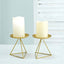 2-Pack Pillar Candle Holders Gold Metal Geometric Triangle Base Design - Decorative Centerpiece 5"