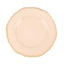 10-Pack Plastic 10" Dinner Plates in Nude with Gold Scalloped Rim - Disposable Large Party Plates