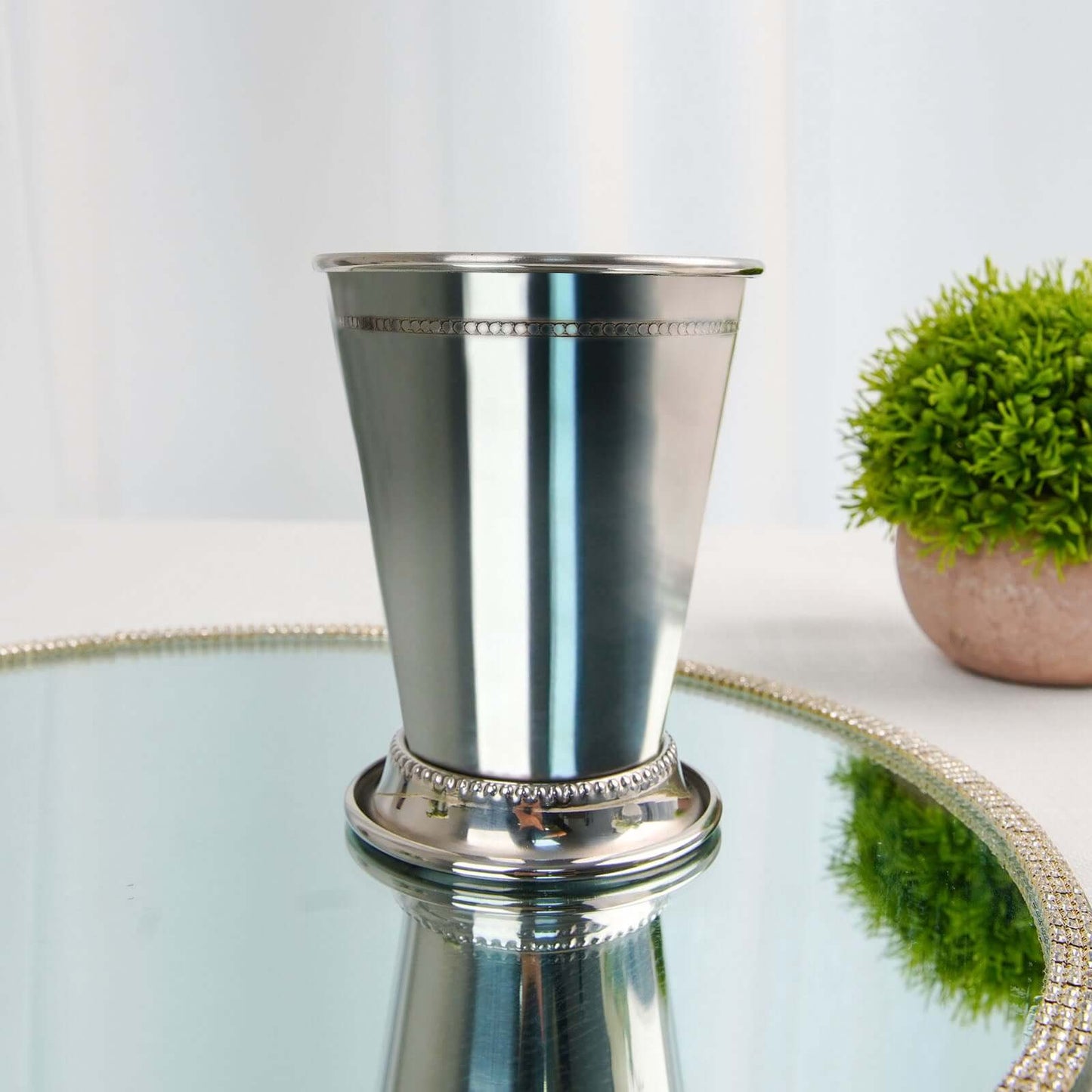 Mint Julep Cup Vase Stainless Steel Silver - Perfect for Flower Arrangements and Event Decor 4.5" - Linen Luxes
