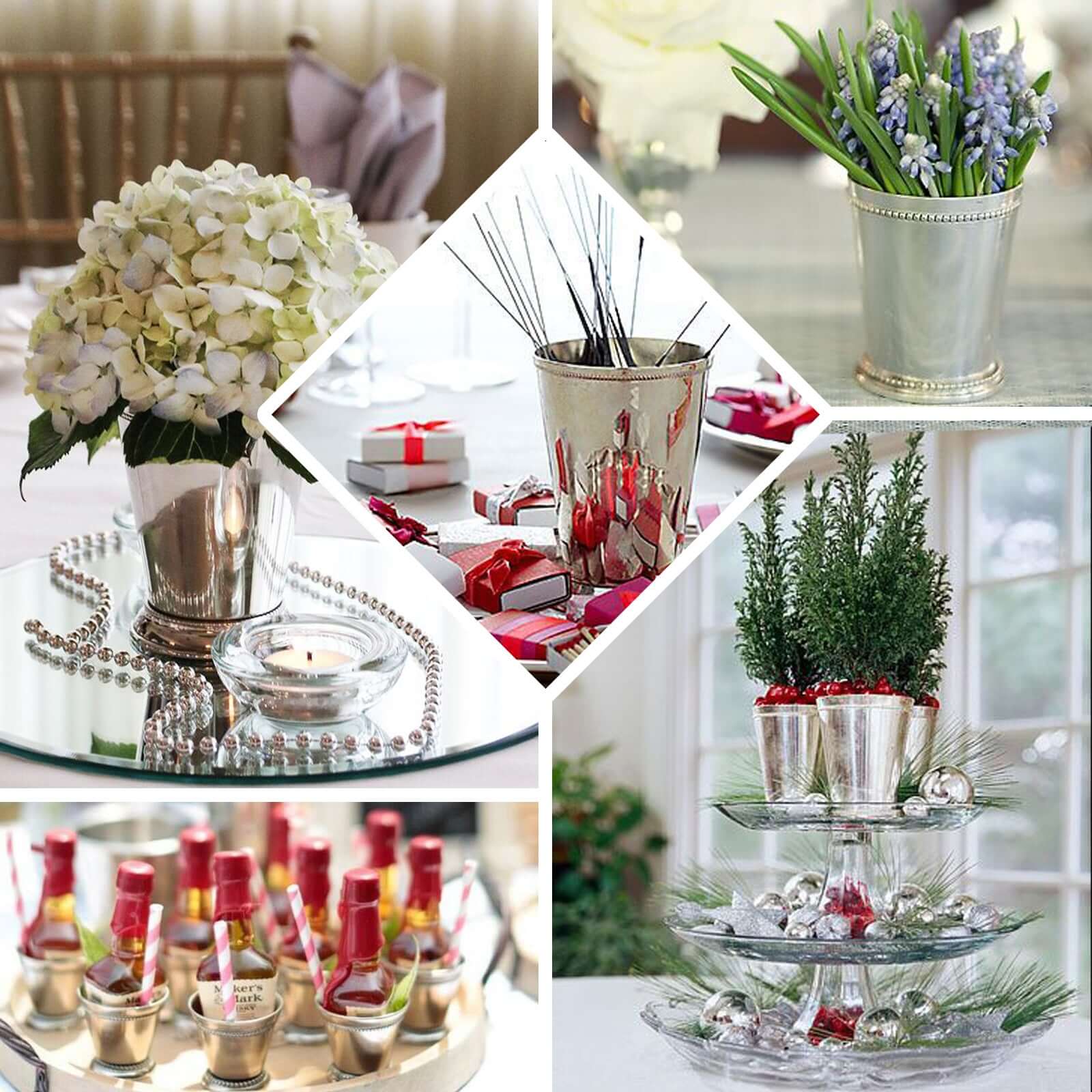 Mint Julep Cup Vase Stainless Steel Silver - Perfect for Flower Arrangements and Event Decor 4.5" - Linen Luxes