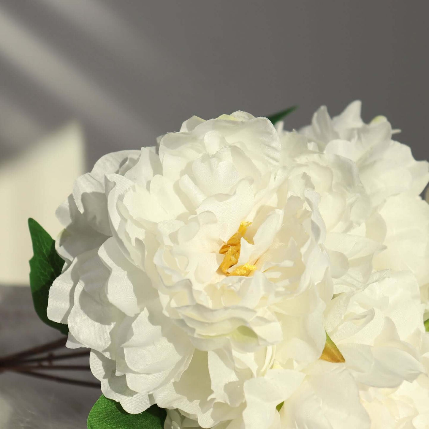 2 Bushes 17" White Artificial Silk Peony Flower Bouquets, Real Touch Peonies Spray