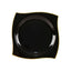 10-Pack Plastic 8" Square Dessert Plates in Black with Gold Wavy Rim Modern - Disposable Salad Appetizer Party Plates