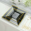 10-Pack Plastic Dinner Plates Black Square with Gold Trim - Lightweight Disposable Plates for Events 10"