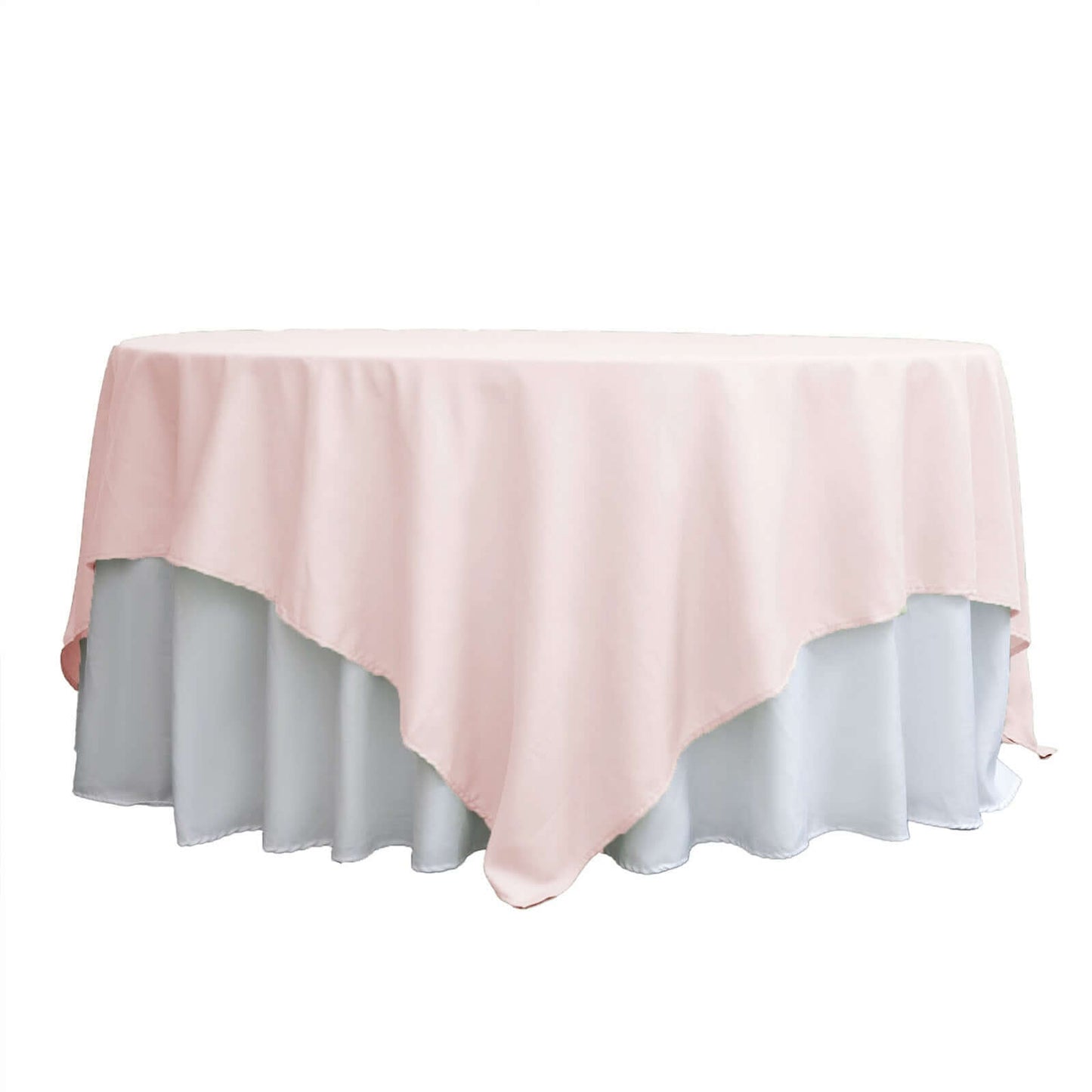 Polyester 90"x90" Table Overlay Square Tablecloth Blush - Wrinkle-Resistant & Durable Table Cover