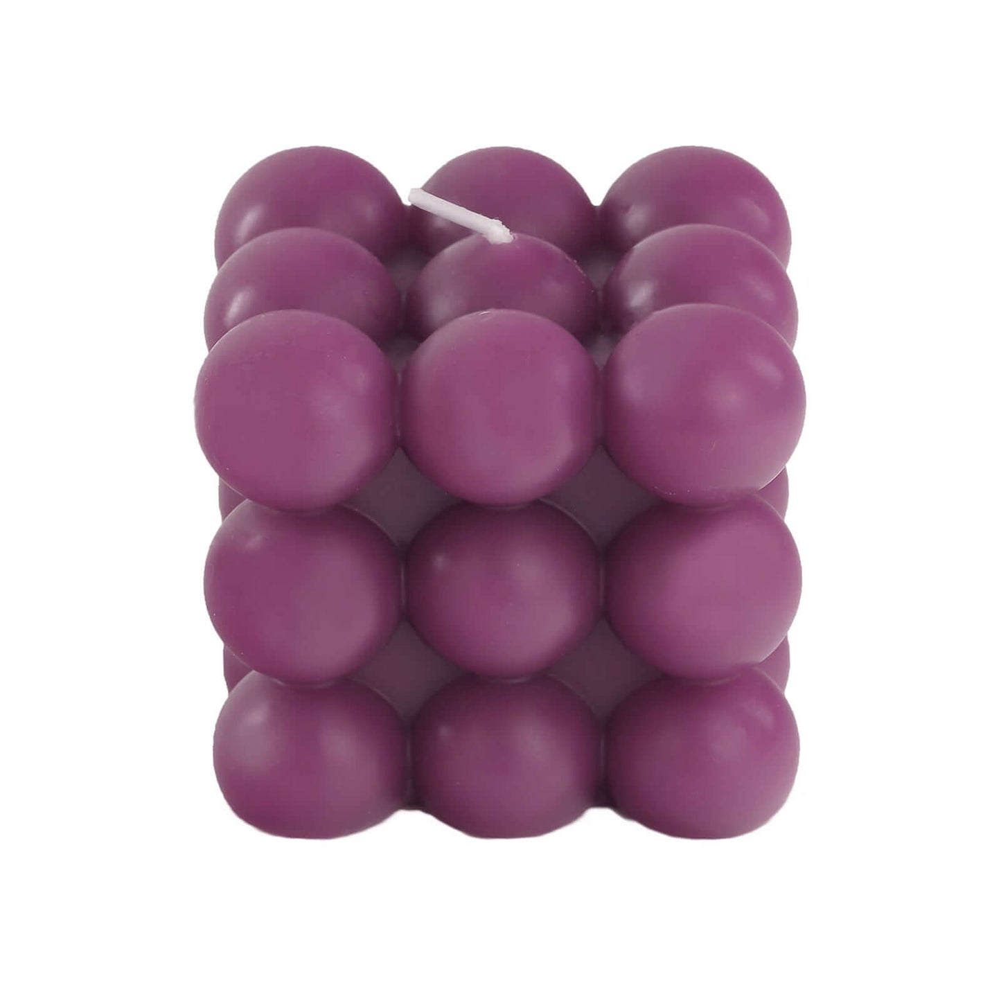 2-Pack Decorative Paraffin Wax Candles Bubble Cube Design Burgundy - Unscented Long Burning Pillar Candle Set 2"