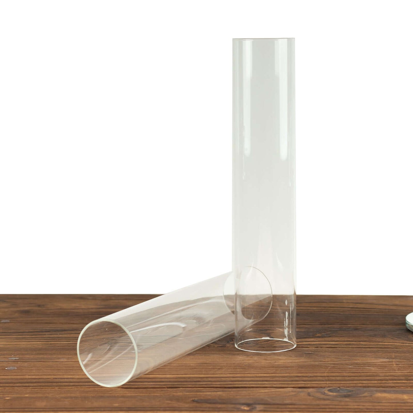 2-Pack Glass Pillar Hurricane Candle Shades - Clear Chimney Tube with 2.25" Wide Open Ends 12"