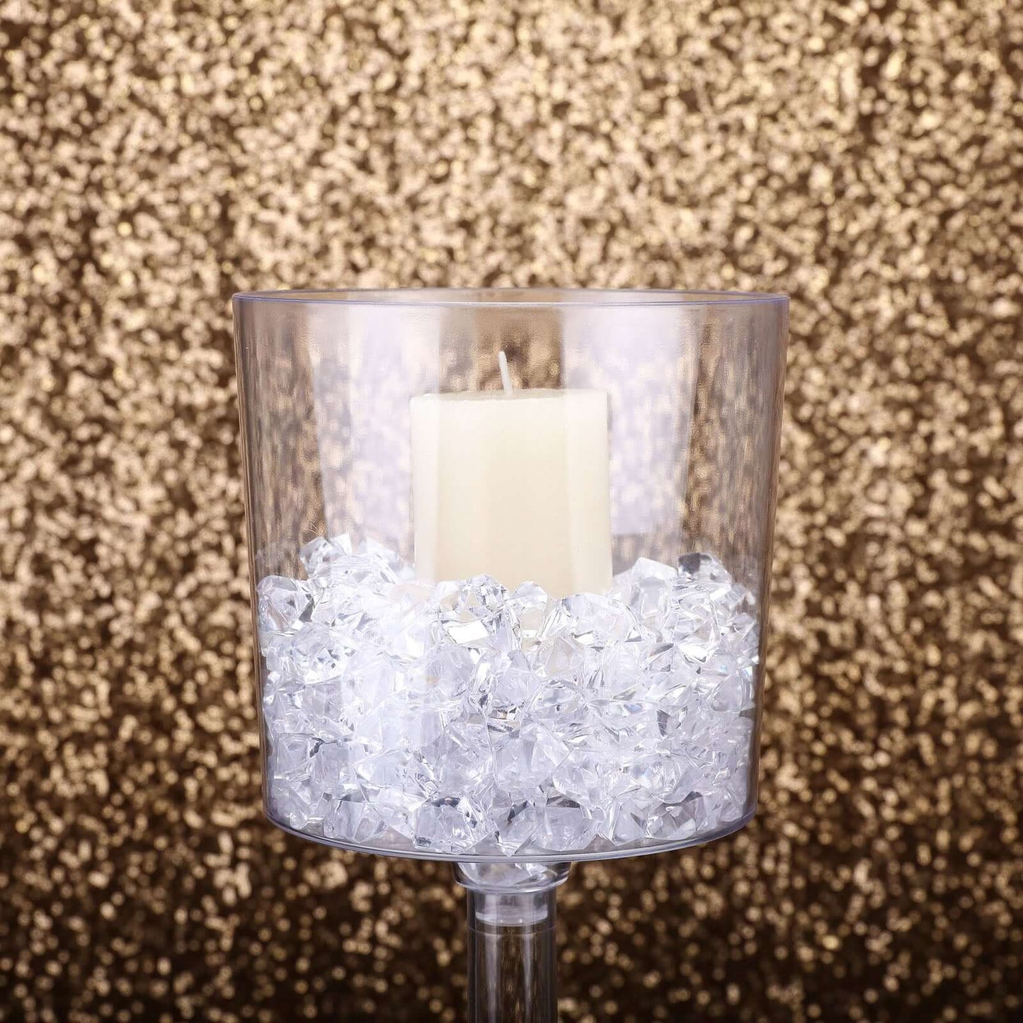 4-Pack Plastic Flower Vases Cylinder Wine Cup Design Clear - Fillable Long Stem Floral Centerpieces 18"