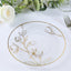 Set of 20 Plastic Round Dinner and Dessert Plates in Clear with Metallic Gold Floral Design - Stylish Disposable Dinnerware 8", 10"