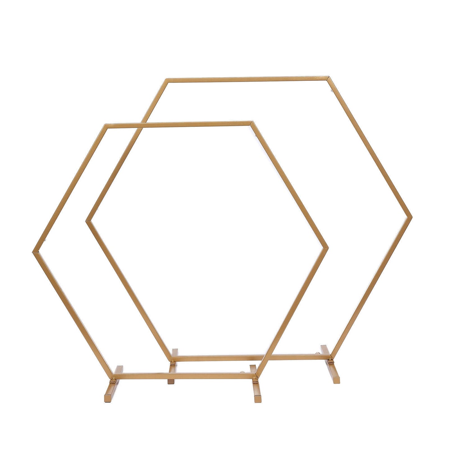 Hexagon Wedding Arch Table Centerpiece Metal Gold - Self-Standing Geometric Flower Balloon Stand 24"