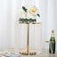 Metal Cake Stand Round Design Metallic Gold with Crystal Chains 14" Dia - Cupcake Dessert Pedestal 16"Tall