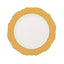 10-Pack Plastic 10" Round Dinner Plates in White with Gold Blossom Design & Gold Edging - Disposable Party Plates for Modern & Classy Table Decor