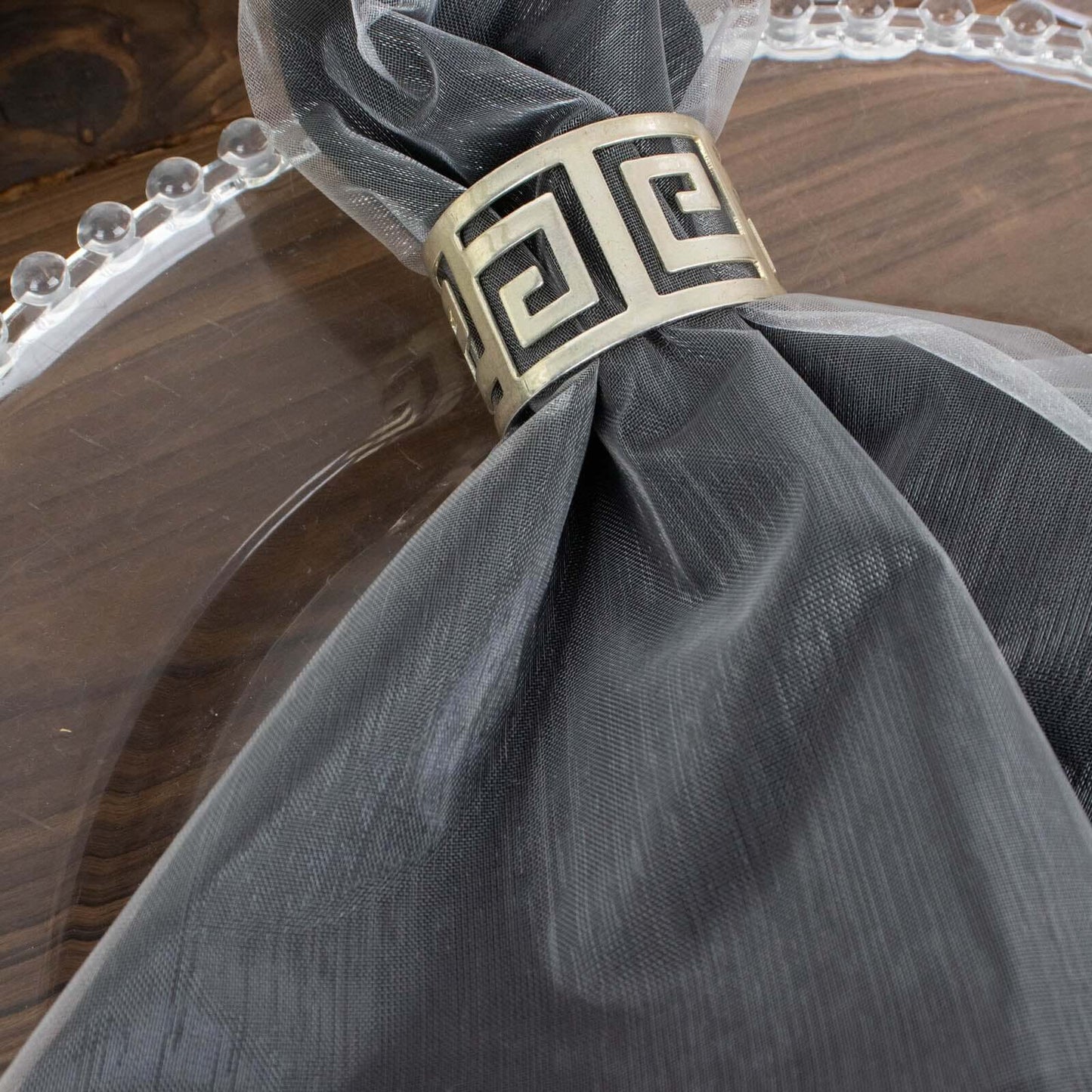 10 Pack Organza 23"x23" Napkins Silver - Sheer Cloth Napkins