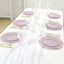 10-Pack Plastic 8" Round Dessert Plates in Lavender Lilac with Gold Scalloped Rim - Disposable Appetizer/Salad Plates