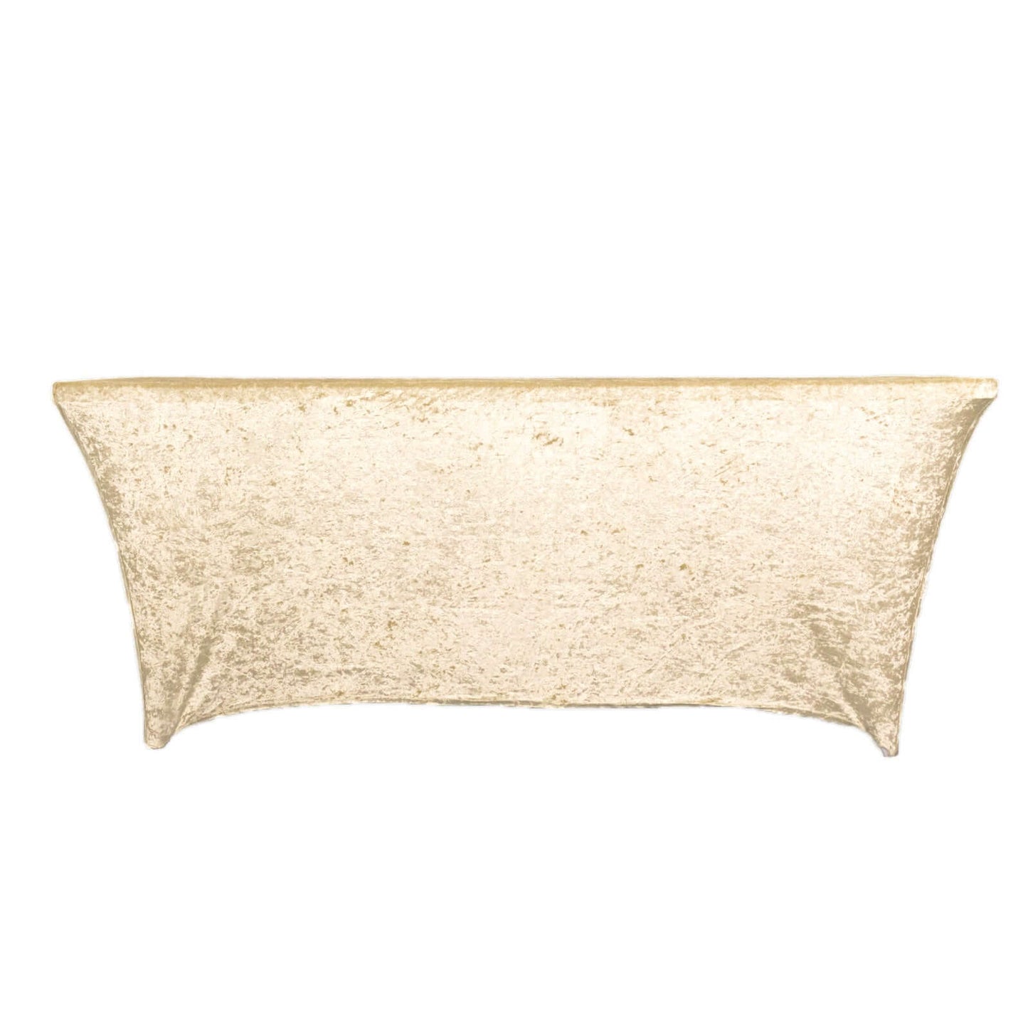 Crushed Velvet Fitted Rectangular 6ft Table Cover Beige - Wrinkle-Free Stretchy Tablecloth