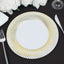 10-Pack Plastic 9" Round Dinner Plates White with Gold Swirl Rim - Disposable Party Plates