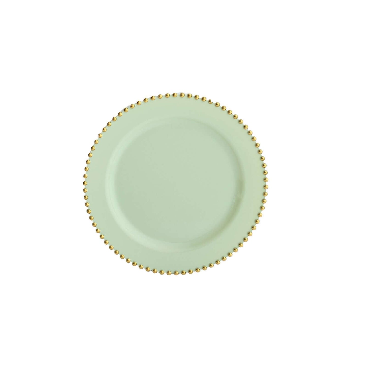 10-Pack Sage Green Plastic Dessert Plates â€“ 8" Round with Gold Beaded Rim, Disposable for Parties & Events