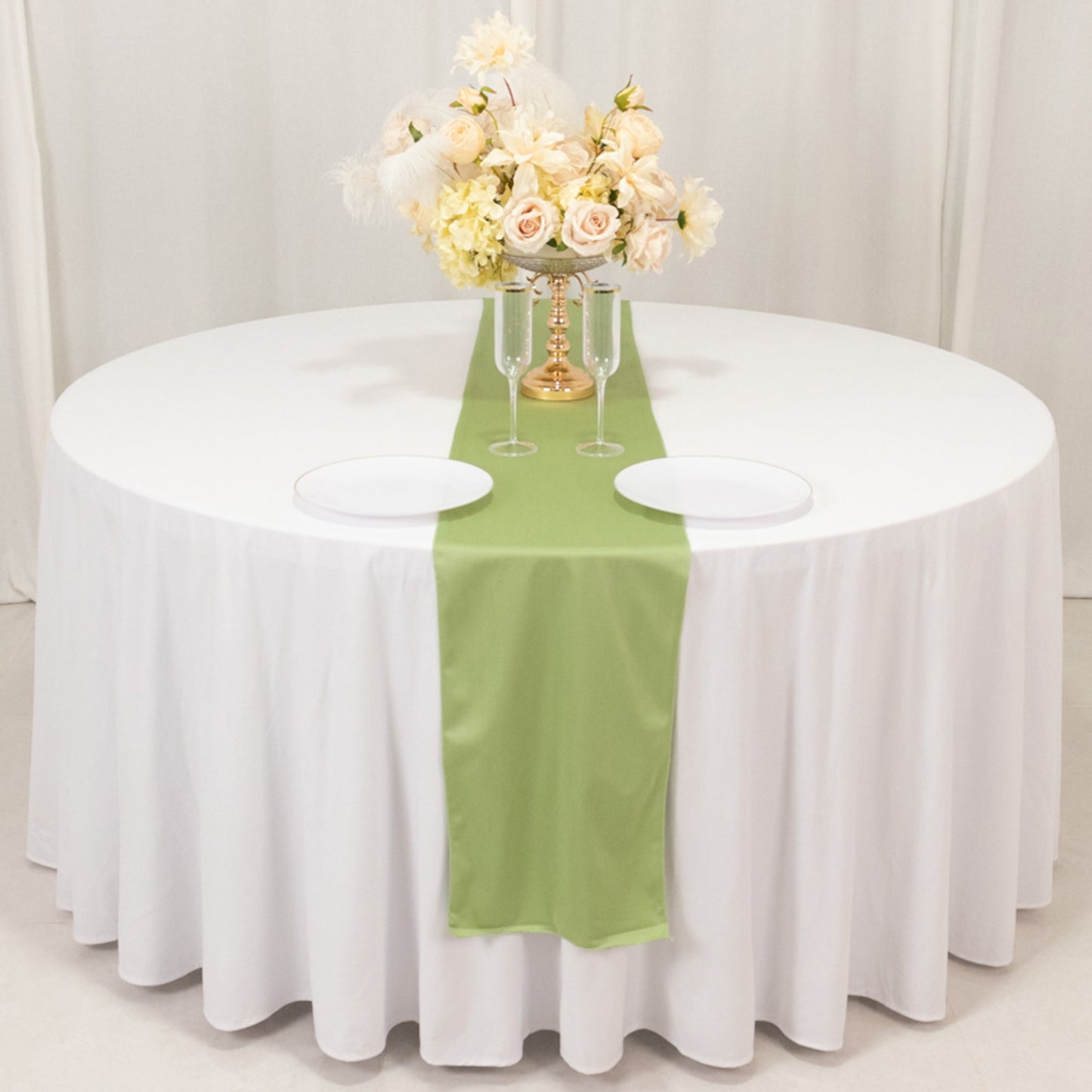 Scuba Polyester 12"x108" Table Runner Sage Green - Wrinkle-Free Table Linen