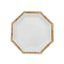 25-Pack Paper Octagonal Dessert Plates 7" White with Bamboo Print Rim - Disposable Geometric Appetizer Salad Plates for Garden Parties & Tropical Themed Events