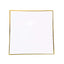 10-Pack Plastic 10" Square Dinner Plates in White Concave Style with Gold Rim - Modern Disposable Party Plates for Weddings & Special Events