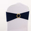 5 Pack Spandex Chair Sashes Navy Blue with Gold Rhinestone Buckles - Reusable Four-Way Stretch Sash Bands 5"x14"