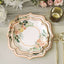 25-Pack Paper 8" Dessert Plates in White with Floral Print & Rose Gold Scallop Rim - Disposable 300GSM Appetizer Salad Plates