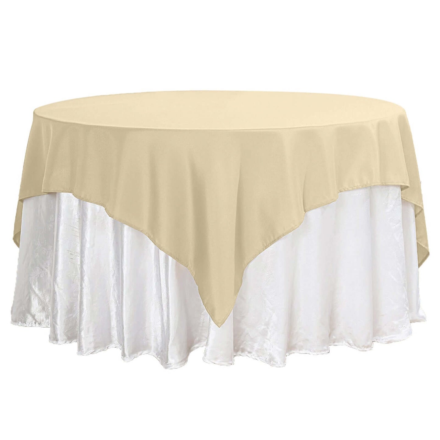 Polyester 70"x70" Table Overlay Square Tablecloth Champagne - Wrinkle-Resistant & Durable Table Cover