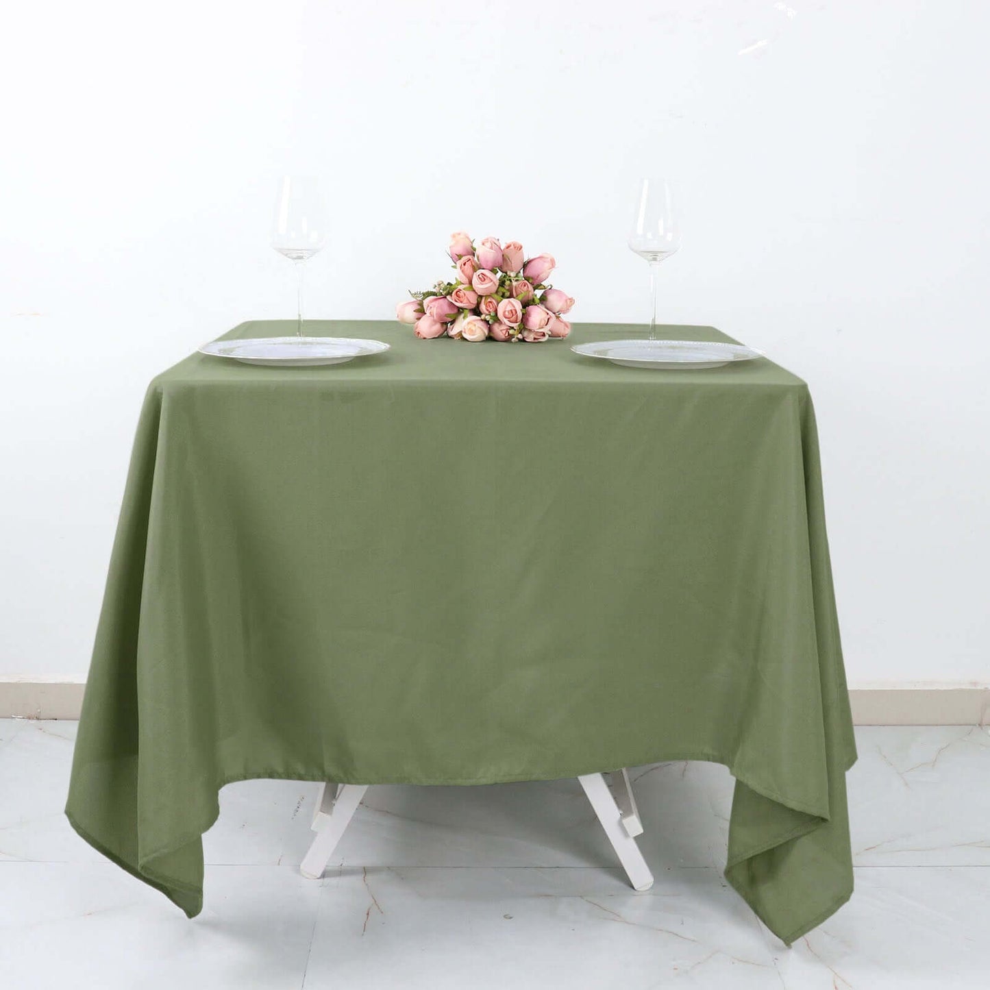 Polyester Square 70"x70" Tablecloth Dusty Sage Green - Wrinkle-Resistant & Durable Table Cover