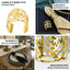 4 Pack Shiny Gold Laser Cut Rose Round Metal Napkin Rings, Decorative Flower Napkin Holders