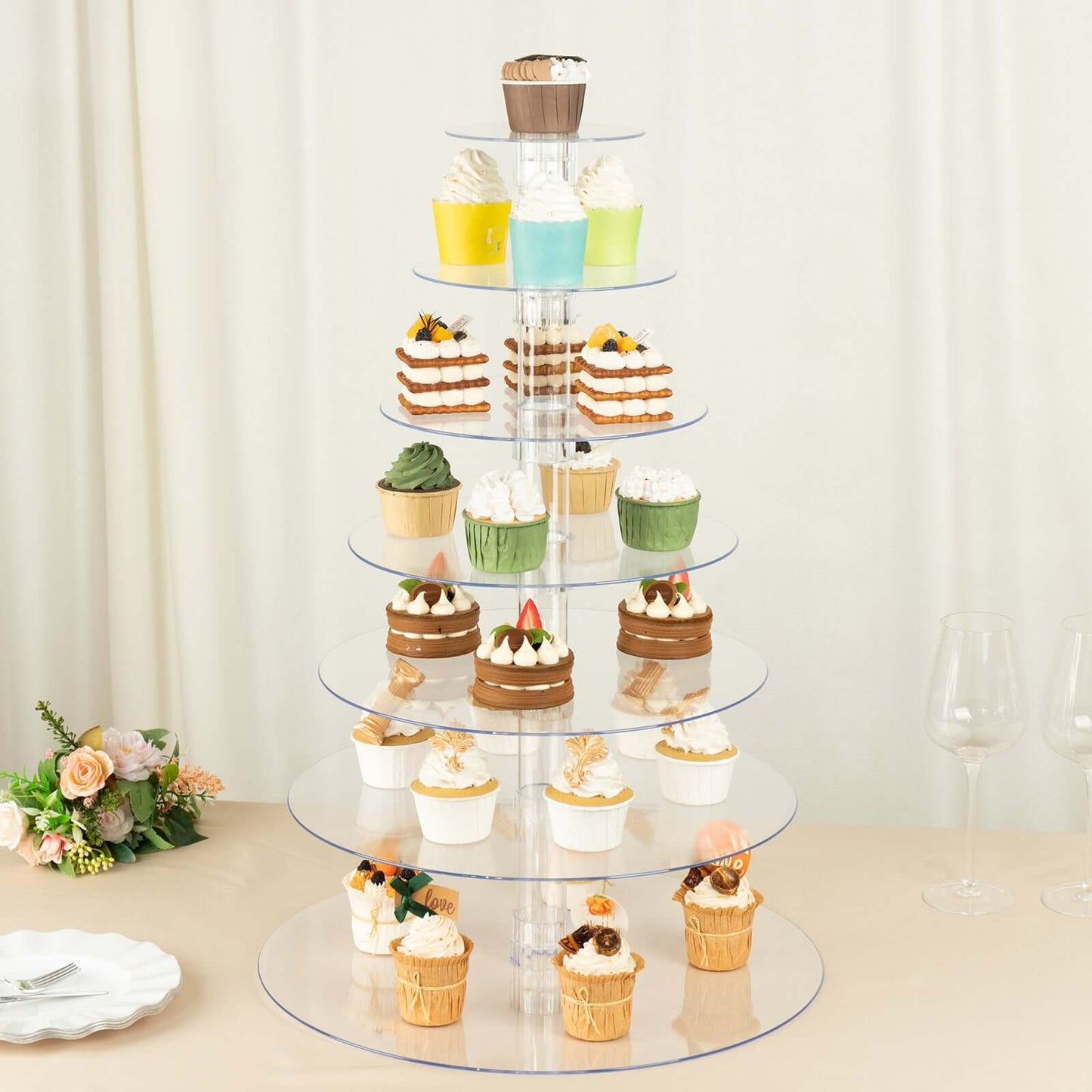 7-Tier Acrylic Round Cupcake Stand Clear & Catering Displays 26"